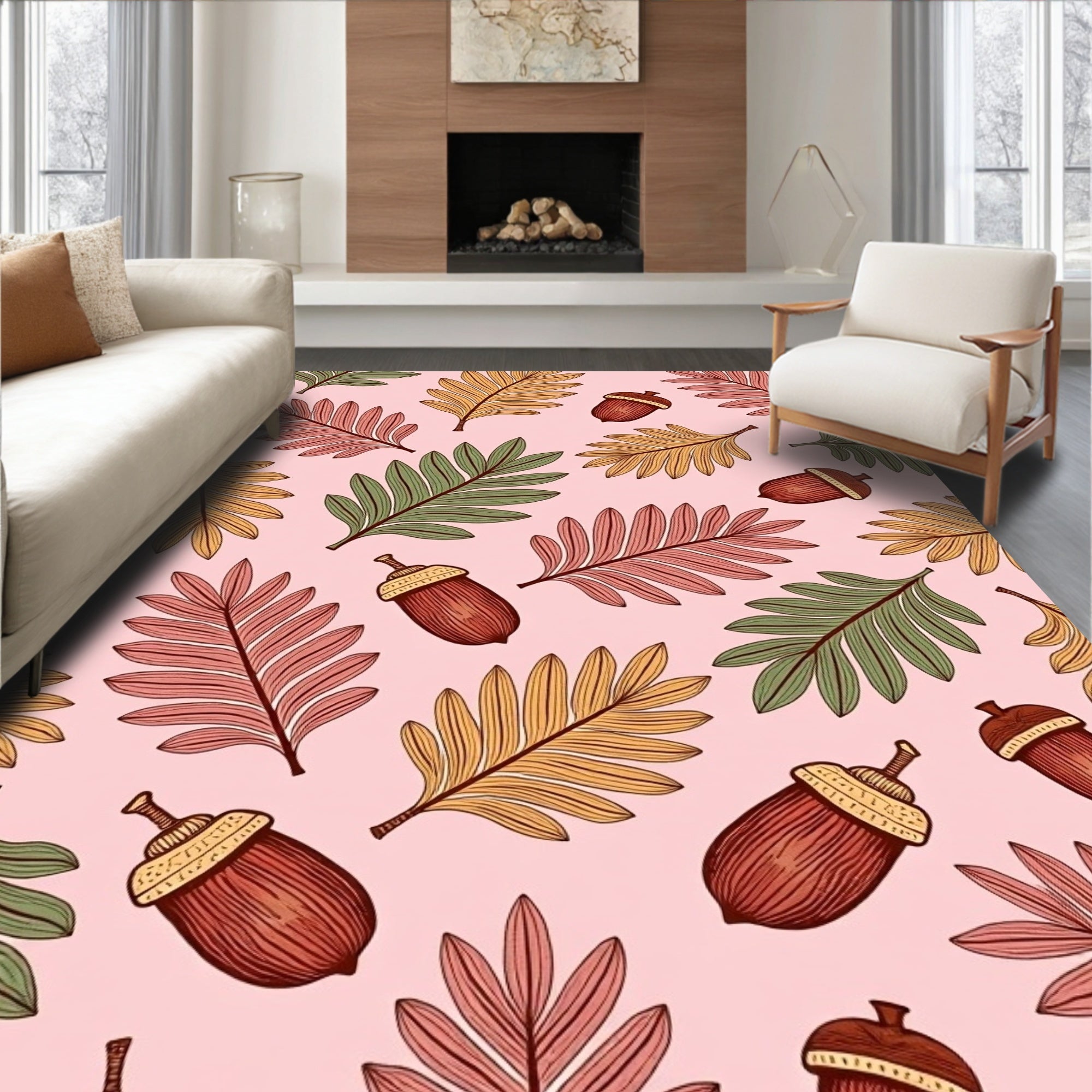 Autumn Oak Acorn Leaf Spaced Rug