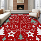 Whimsical Red Train Festive Christmas Tree Rug