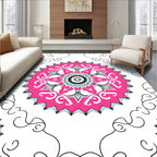 Radiant Pink Geometric Medallion Swirl Rug