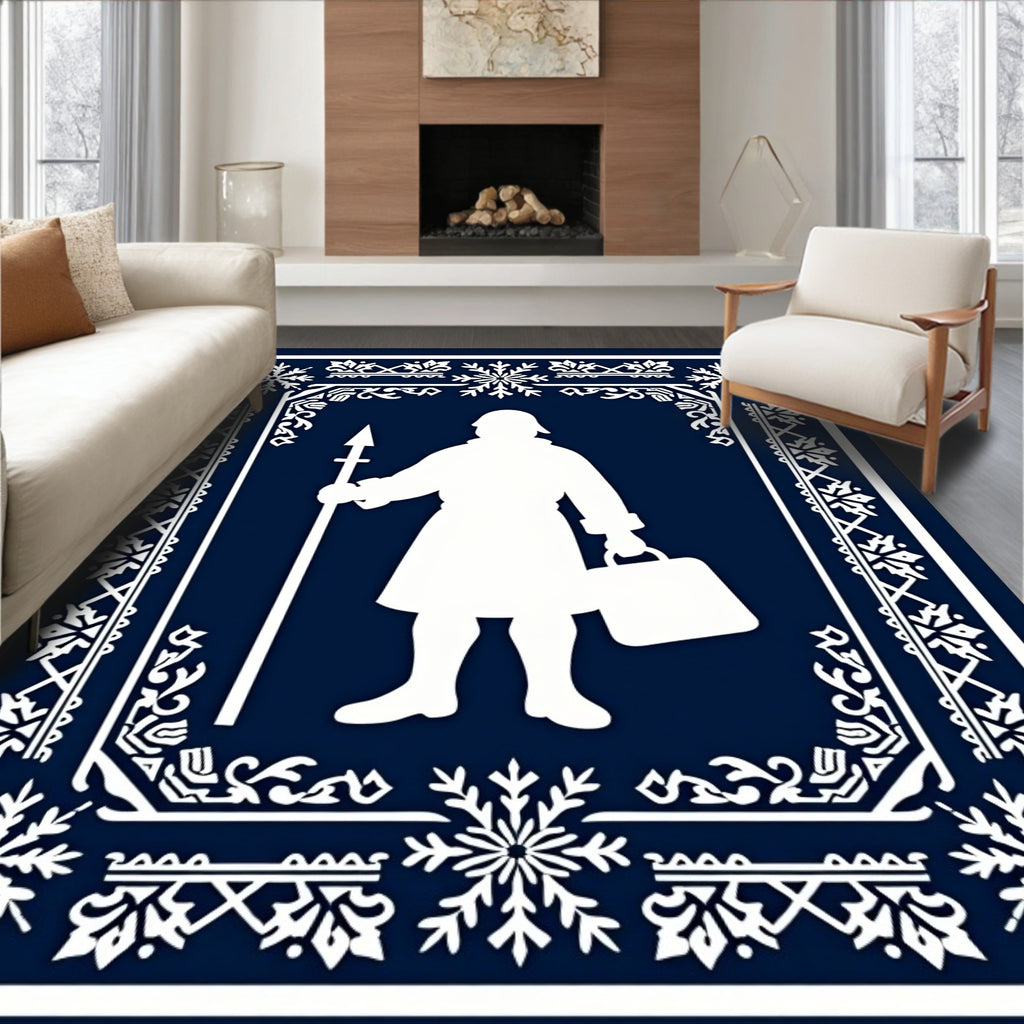Navy White Winter Snowman Guard Rug