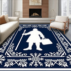 Navy White Winter Snowman Guard Rug