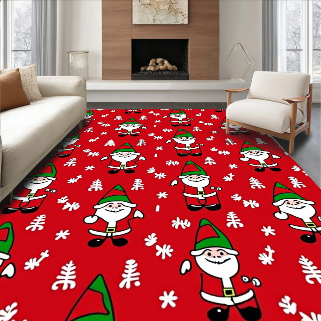 Merry Red Gnome Winter Holiday Rug