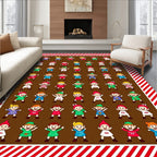 Festive Elf Characters Brown Background Rug