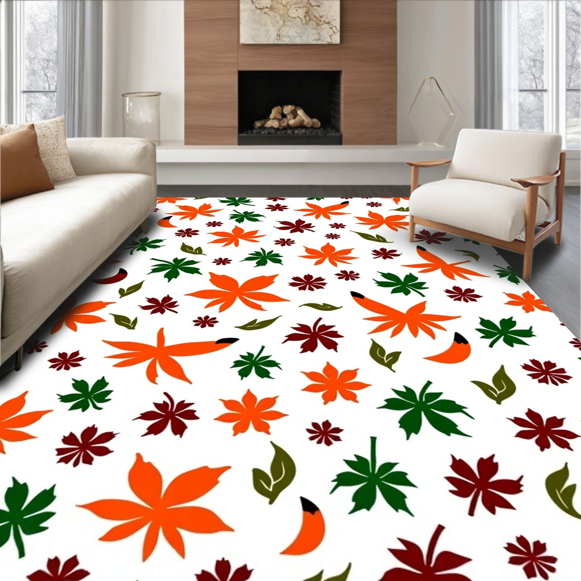 Autumn Maple Leaf Cluster Arrangement Rug