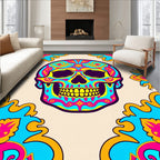 Vibrant Colorful Skull Day Decorations Rug