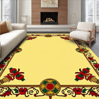 Red Floral Gold Medallion Frame Rug