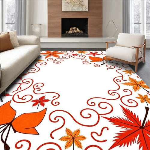 Autumn Leaves Swirl Border Rug