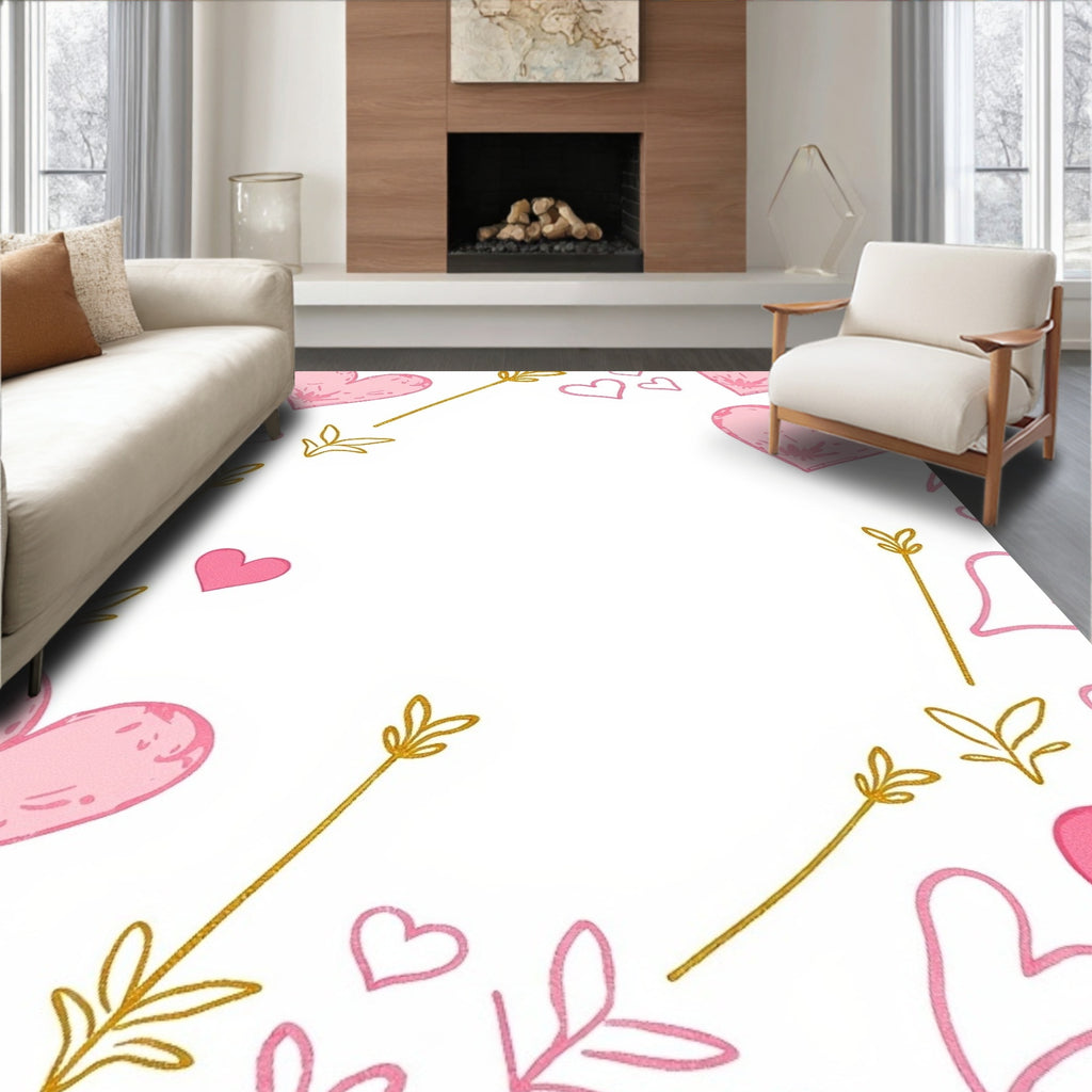 Pink Heart Arrow Arrangement Rug