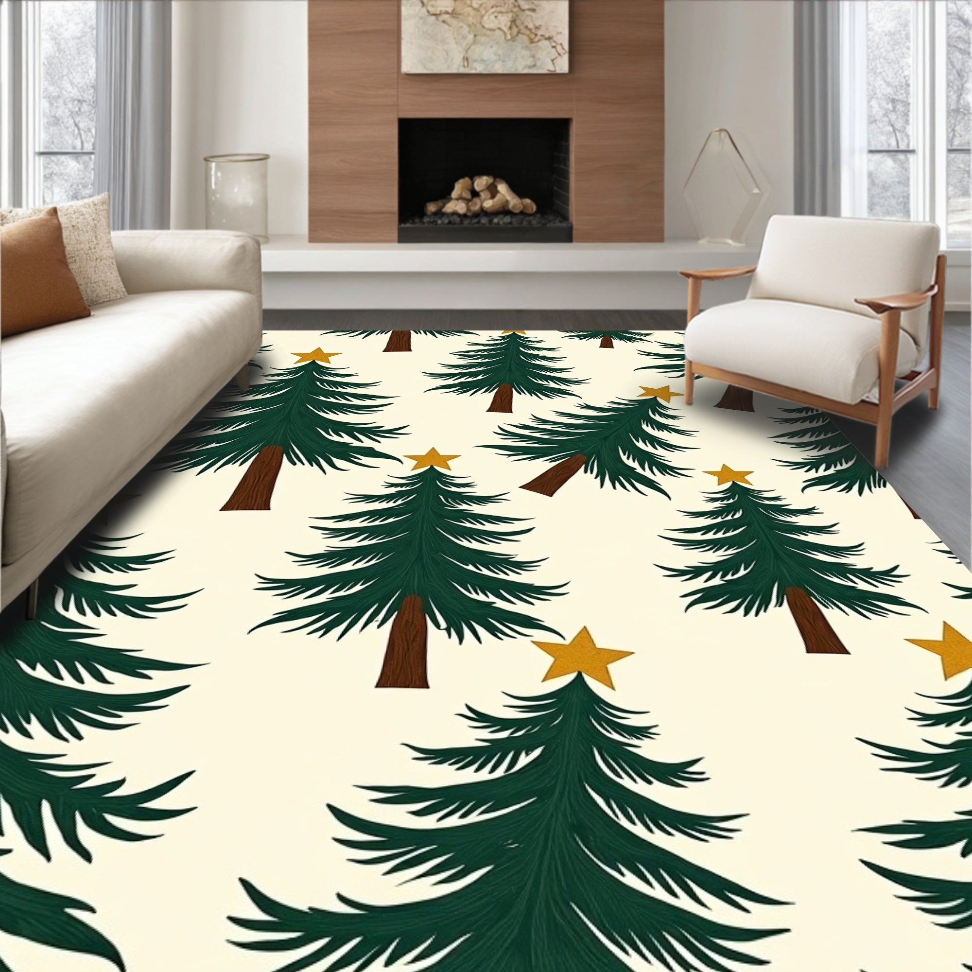 Christmas Tree Star Silhouette Repeat Rug