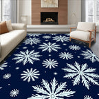Winter White Snowflake Navy Scatter Rug
