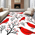 Red Cardinals Winter Berry Branches Rug