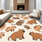 Cute Rodent Family Repeating Pattern Rug