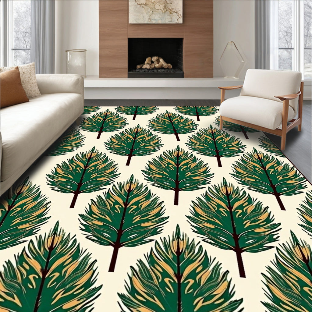 Forest Green Pine Needle Repeating Rug