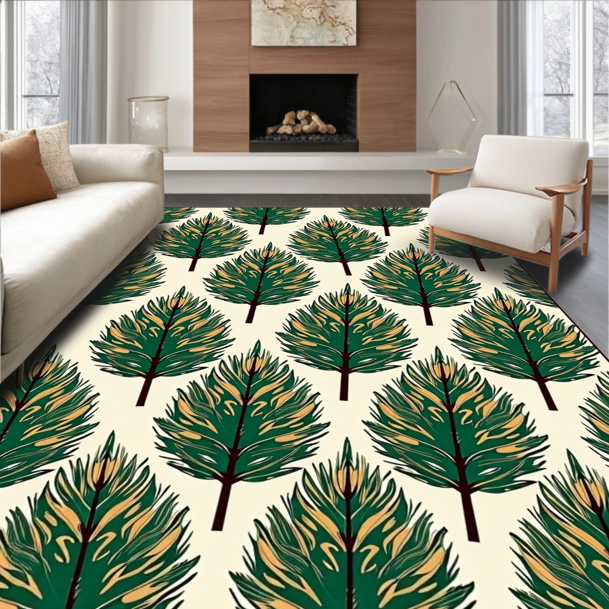 Forest Green Pine Needle Repeating Rug