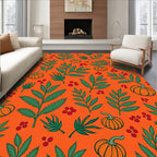 Autumn Orange Pumpkin Leaf Berry Rug