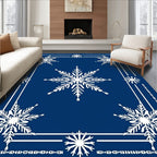 Celestial Snowflakes Blue Geometric Rug