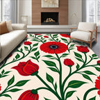 Radiant Red Floral Vine Background Rug