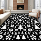 White Winter Trees Snowflake Collage Rug