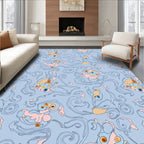 Pastel Blue Whimsical Creature Swirl Rug