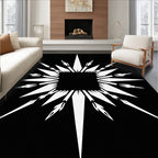 Bold White Sunburst Square Rug