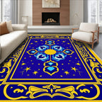 Royal Blue Yellow Celestial Medallion Rug