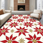 Crimson Golden Starburst Floral Rug