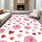 Pink Roses Hearts Butterfly Collage Rug