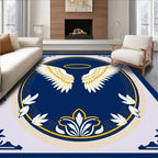 Royal Blue Angel Wings Halo Medallion Rug