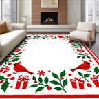 Red Cardinal Holly Gift Holiday Border Rug