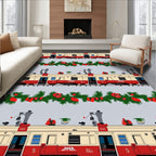 Christmas Train Garland Repeating Pattern Rug