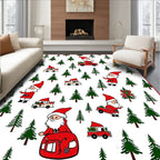 Merry Santa Claus Christmas Trees Rug