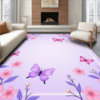Lavender Pink Butterfly Floral Meadow Rug