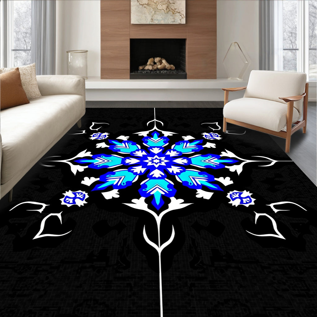 Classic Cobalt Teal Medallion Centerpiece Rug