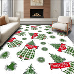 Festive Green Plaid Christmas Stocking Medley Rug
