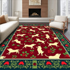 Crimson Labrador Berry Botanical Border Rug