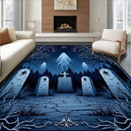 Ethereal Ghostly Cemetery Night Scene Rug