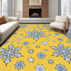 Yellow Snowflake Winter Scatter Rug