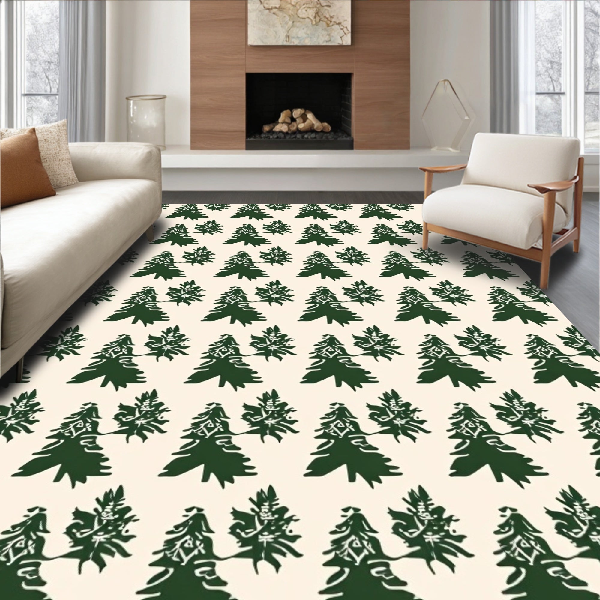 Forest Green Pine Tree Succession Rug
