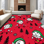 Christmas Elves Red Holiday Repeat Rug