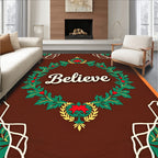 Festive Red Holly Laurel Wreath Rug