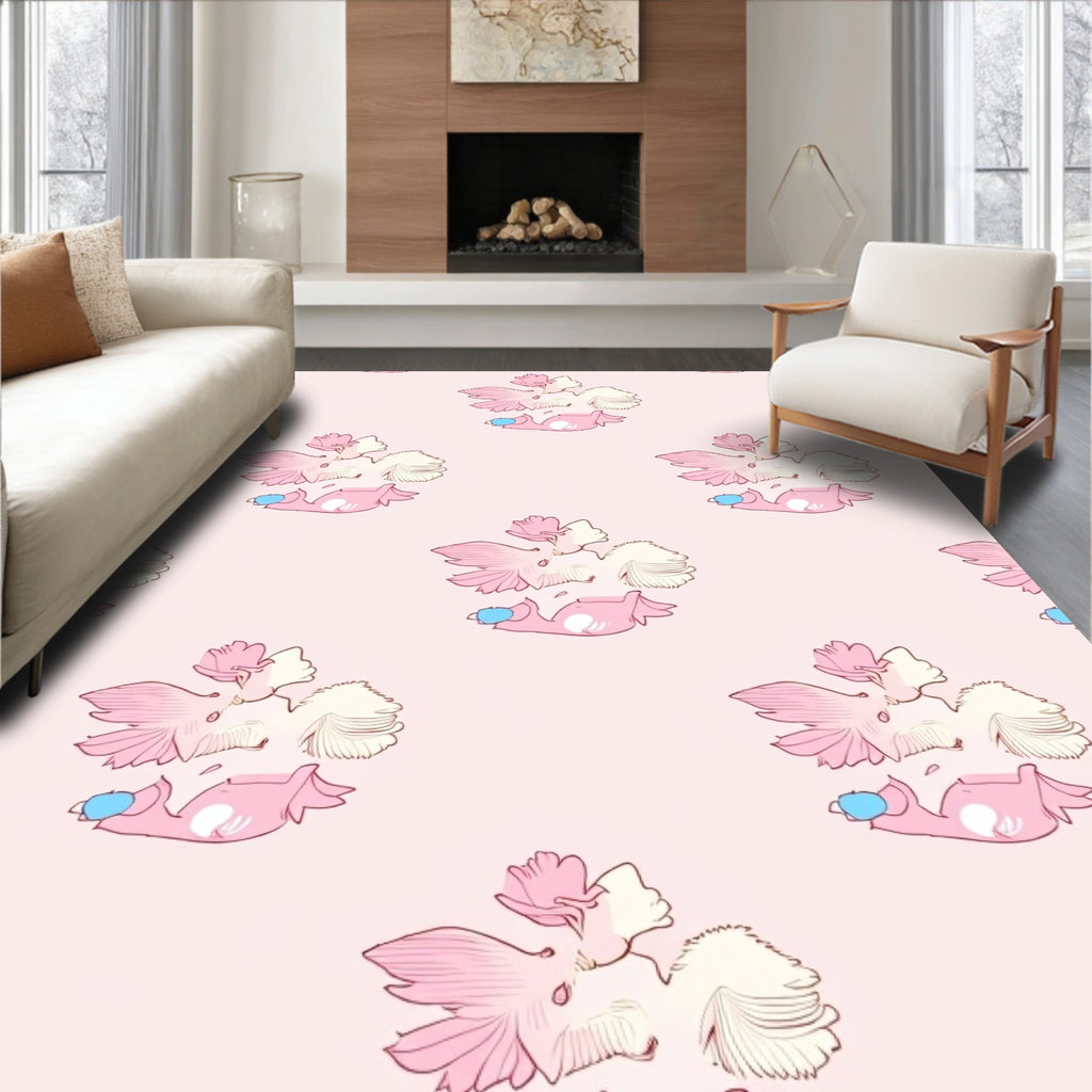 Sweet Pink Koi Fish Swirl Rug