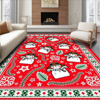 Festive Red Snowman And Star Collection Rug