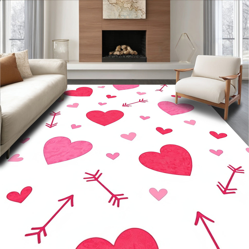 Pink Hearts and Arrows All Over Rug