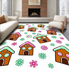 Gingerbread Houses Festive Holiday Collection Rug