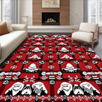 Red Black White Folk Art Snowflakes Rug