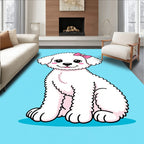 Cute White Dog Pink Bow Rug