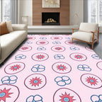 Pink Cherry Blossom Folk Art Rug