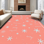 Light Blue Snowflakes Coral Background Rug