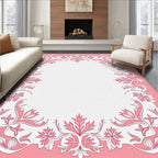 Pink Floral Flourish Border Rug