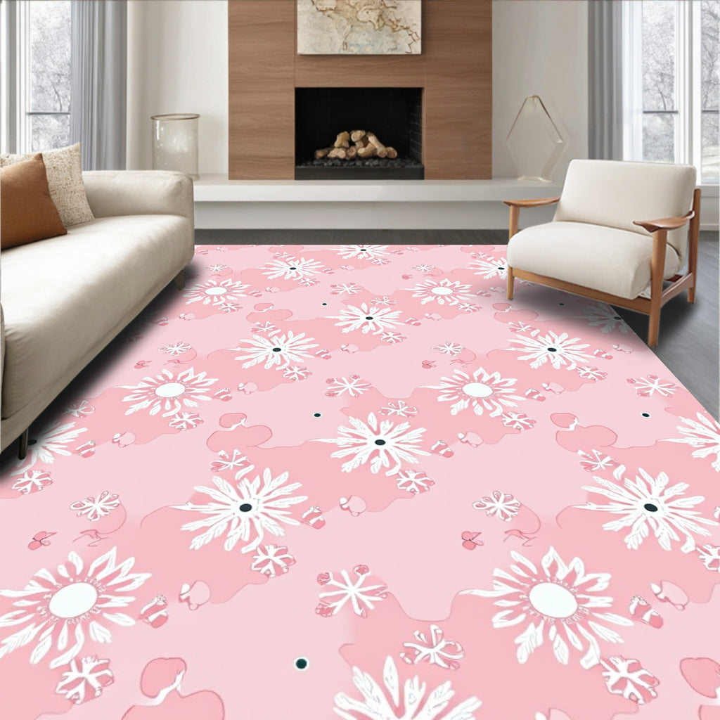 Delicate Rose Floral Sunburst Rug